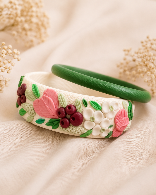 Blush Bloom Clay Bangle Set