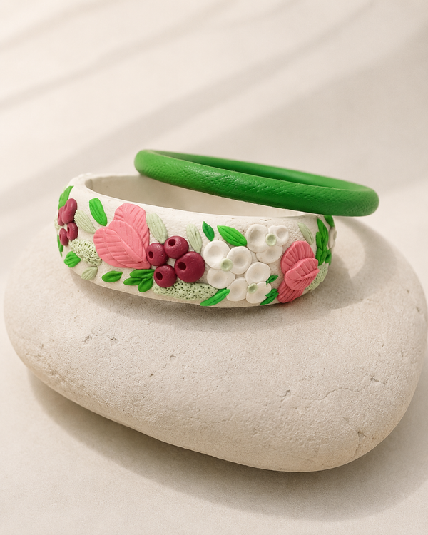 Blush Bloom Clay Bangle Set