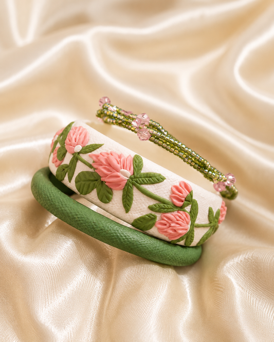 Pink Garden Clay Bangle Trio