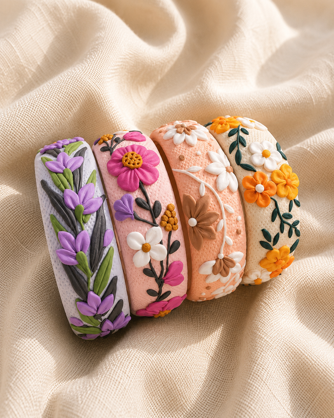 Meadow Bloom Clay Bangle Set