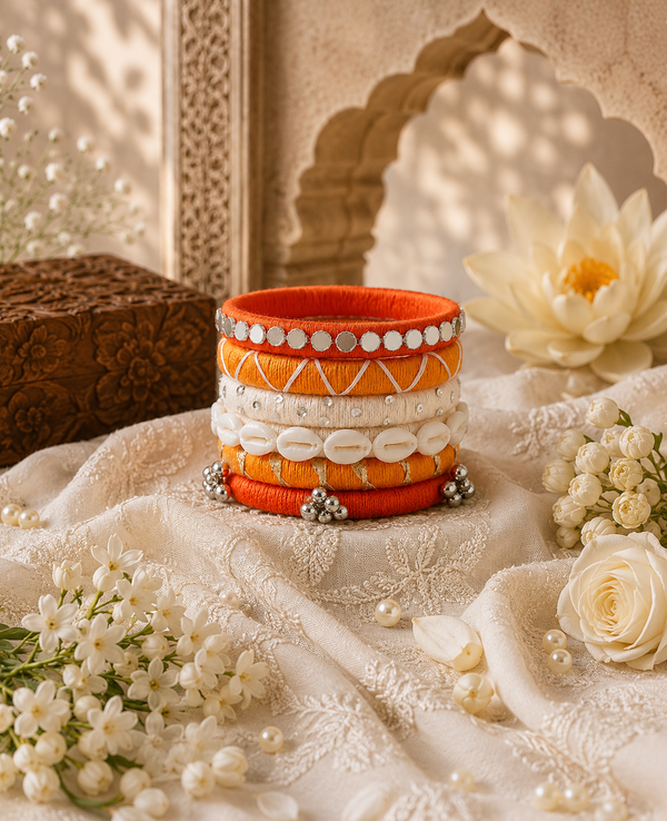Marigold Orange Thread Bangles