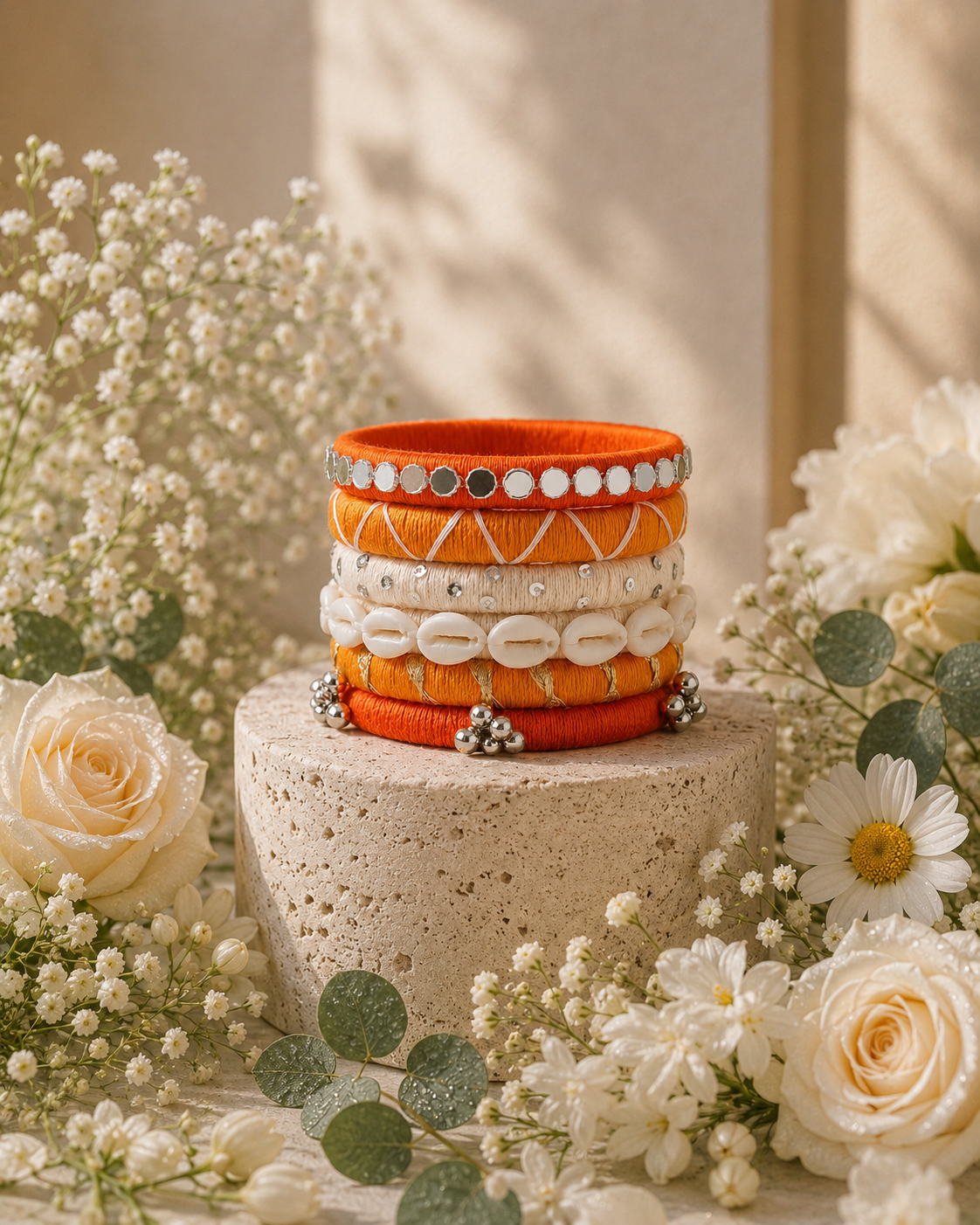 Marigold Orange Thread Bangles