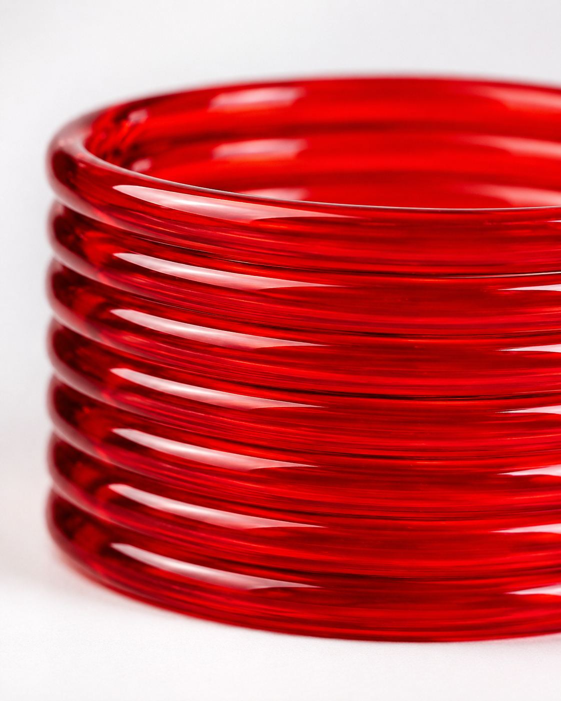 Ruby Red Jelly Bangles Set | 8-Piece Glossy Transparent Bangles