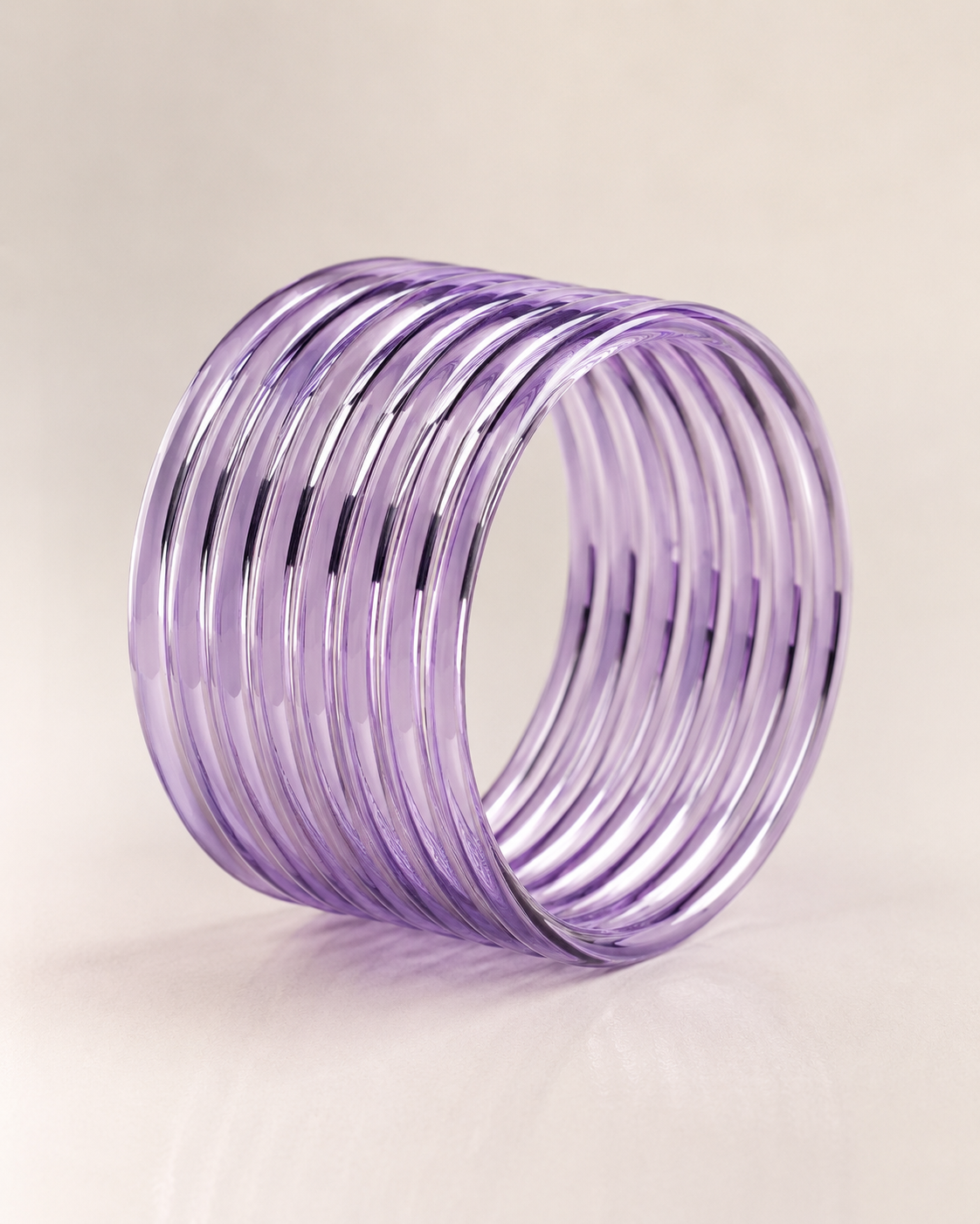 Lavender Purple Jelly Bangles Set | 8-Piece Glossy Bangles