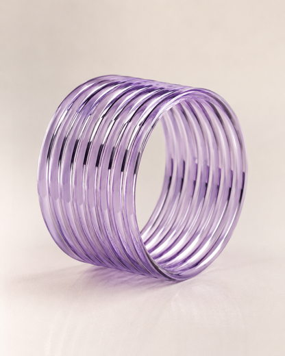 Lavender Purple Jelly Bangles Set | 8-Piece Glossy Bangles