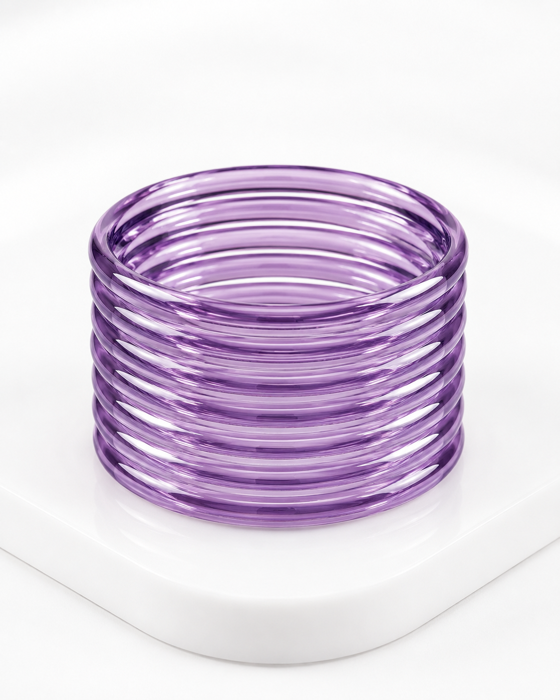Lavender Purple Jelly Bangles Set | 8-Piece Glossy Bangles