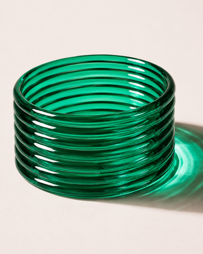 Emerald Green Jelly Bangles Set | 8-Piece Glossy Bangles