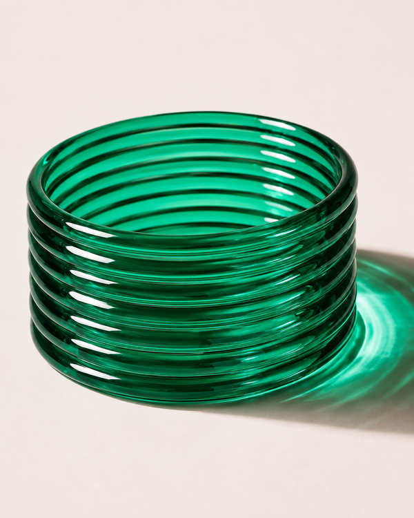 Emerald Green Jelly Bangles Set | 8-Piece Glossy Bangles