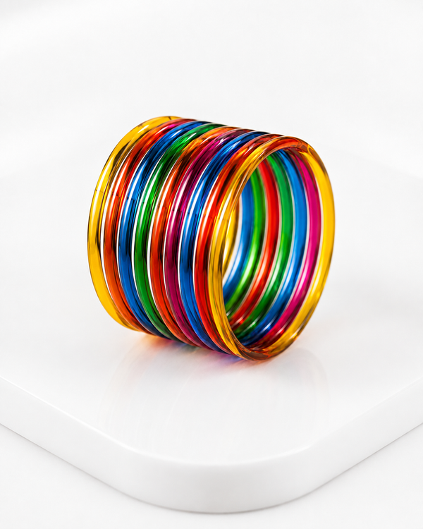 Vibrant Multicolor Jelly Bangles Set | 8-Piece Colorful Bangles