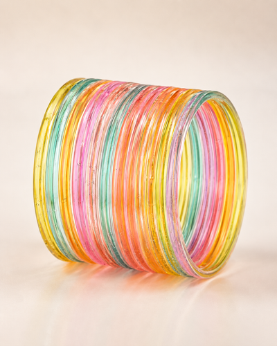 Pastel Multicolor Jelly Bangles Set | 8-Piece Colorful Bangles