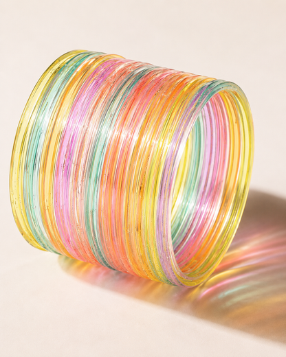 Pastel Multicolor Jelly Bangles Set | 8-Piece Colorful Bangles