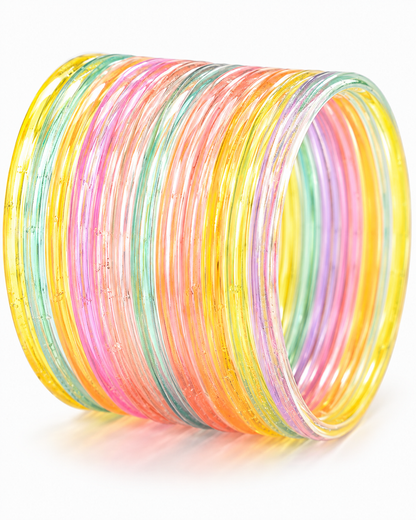 Pastel Multicolor Jelly Bangles Set | 8-Piece Colorful Bangles