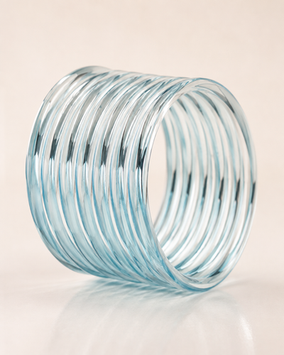 Aqua Blue Jelly Bangles Set | 8-Piece Transparent Bangles
