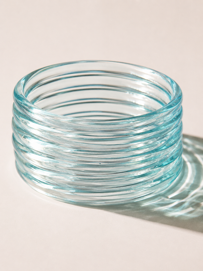 Aqua Blue Jelly Bangles Set | 8-Piece Transparent Bangles