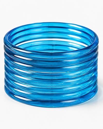 Royal Blue Jelly Bangles Set | 8-Piece Glossy Transparent Bangle