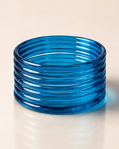 Royal Blue Jelly Bangles Set | 8-Piece Glossy Transparent Bangle