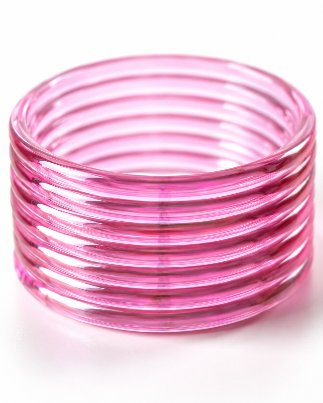 Pink Jelly Bangles Set | 8-Piece Glossy Transparent Bangles