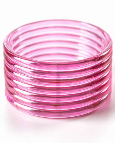 Pink Jelly Bangles Set | 8-Piece Glossy Transparent Bangles