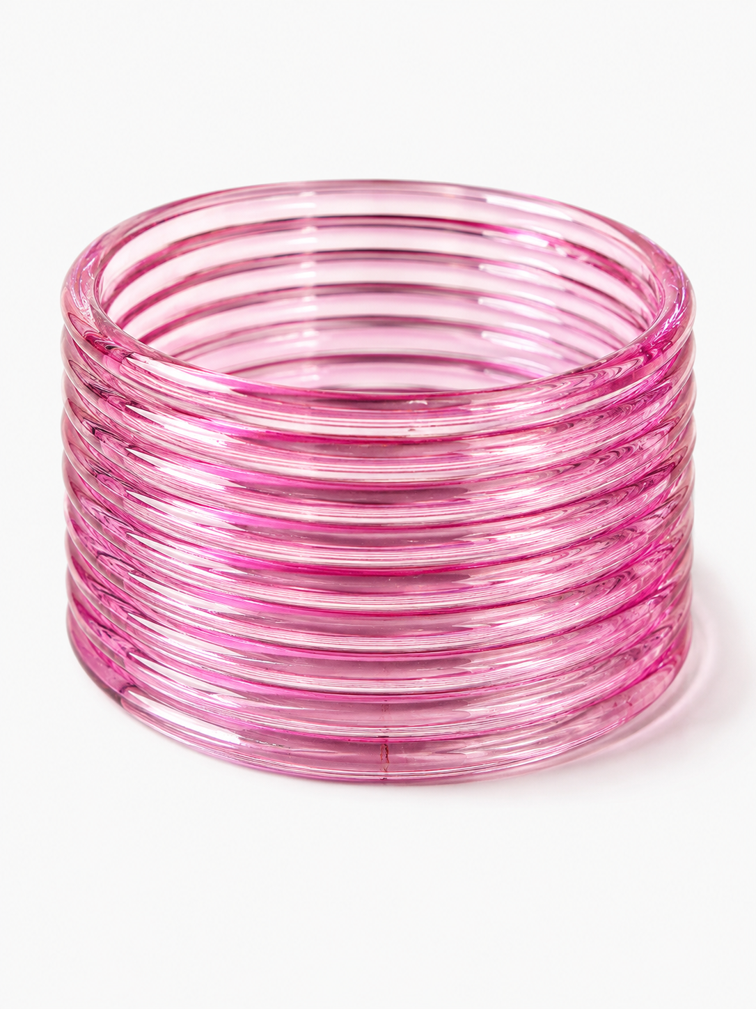 Pink Jelly Bangles Set | 8-Piece Glossy Transparent Bangles