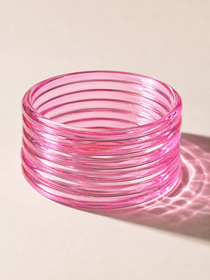 Pink Jelly Bangles Set | 8-Piece Glossy Transparent Bangles