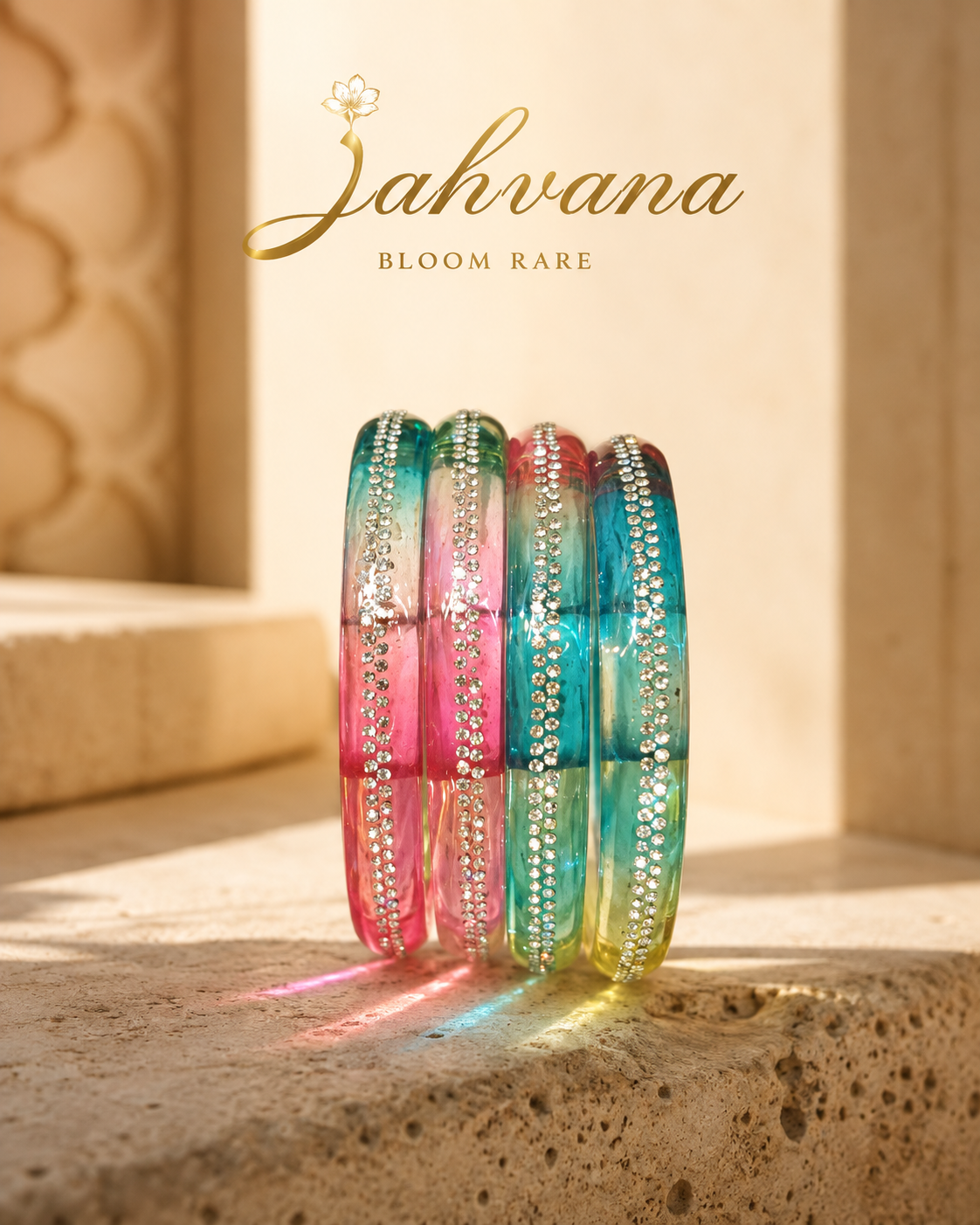 Aurora Crystal Ombre Bangle Set – Set of 4