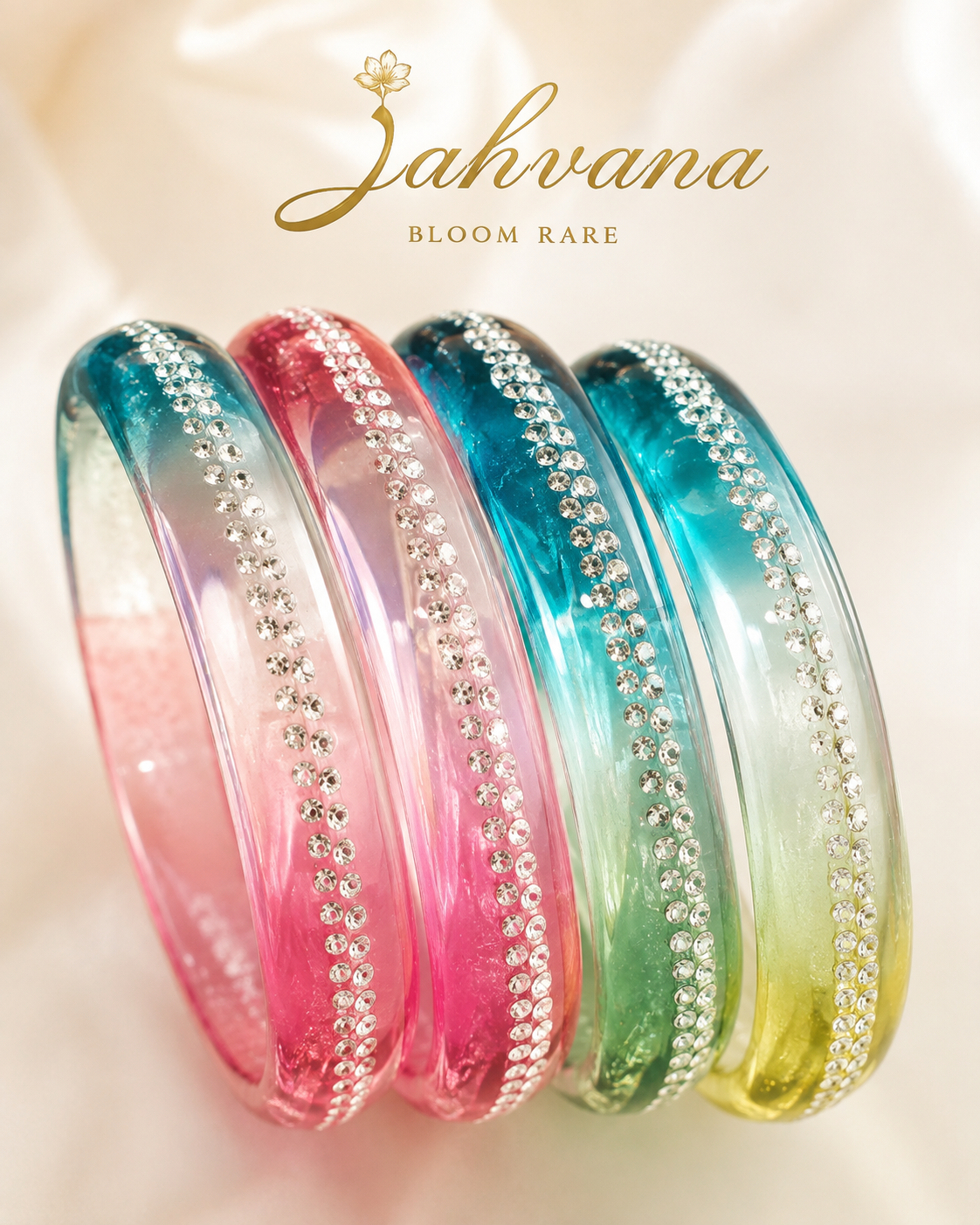 Aurora Crystal Ombre Bangle Set – Set of 4