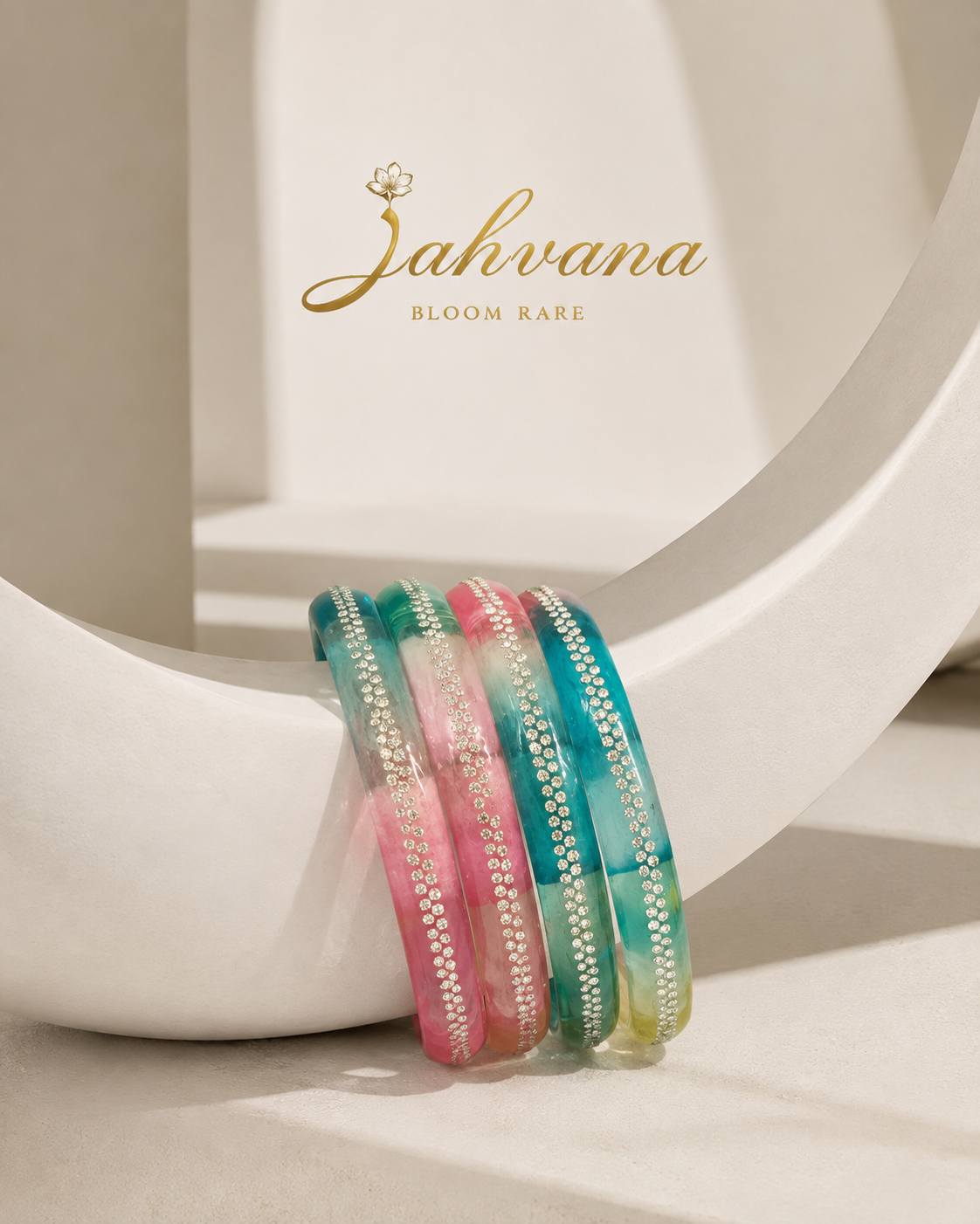 Aurora Crystal Ombre Bangle Set – Set of 4