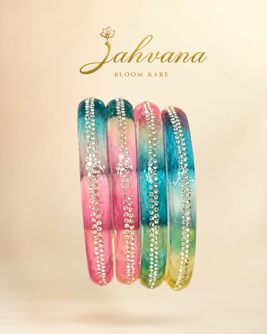Aurora Crystal Ombre Bangle Set – Set of 4