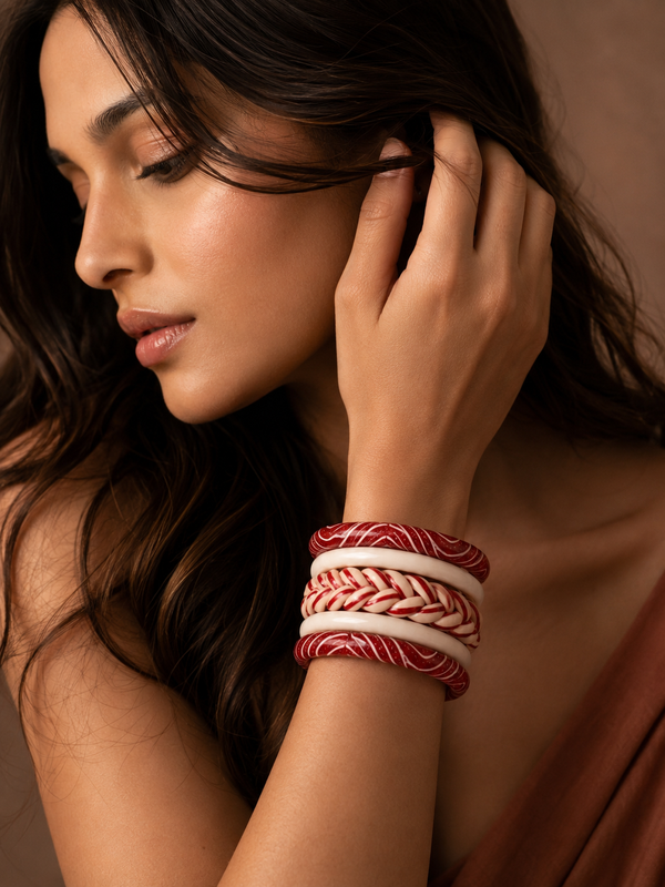 Veil Lac Bangle Set — Hand-Braided Lac Stack