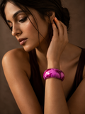 Orchid Bloom Wide Lac Bangle — Hand-Marbled Statement Cuff