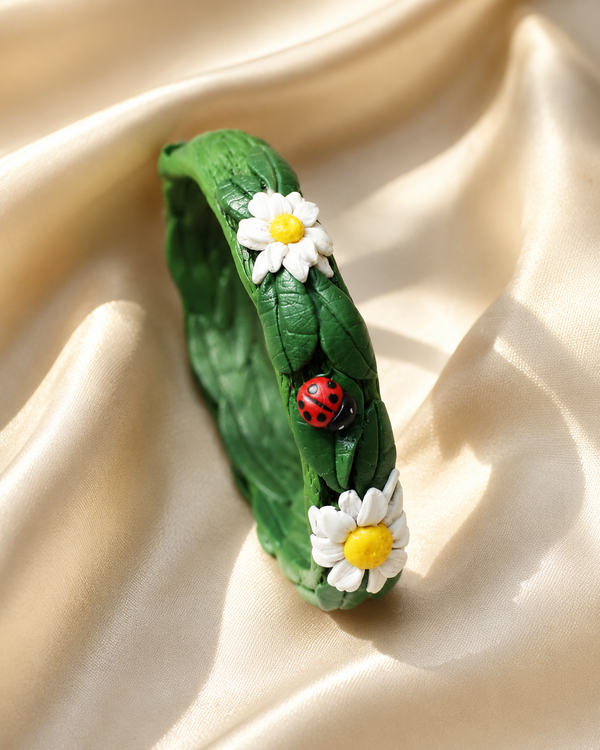 Garden Ladybug Green Floral Bangle