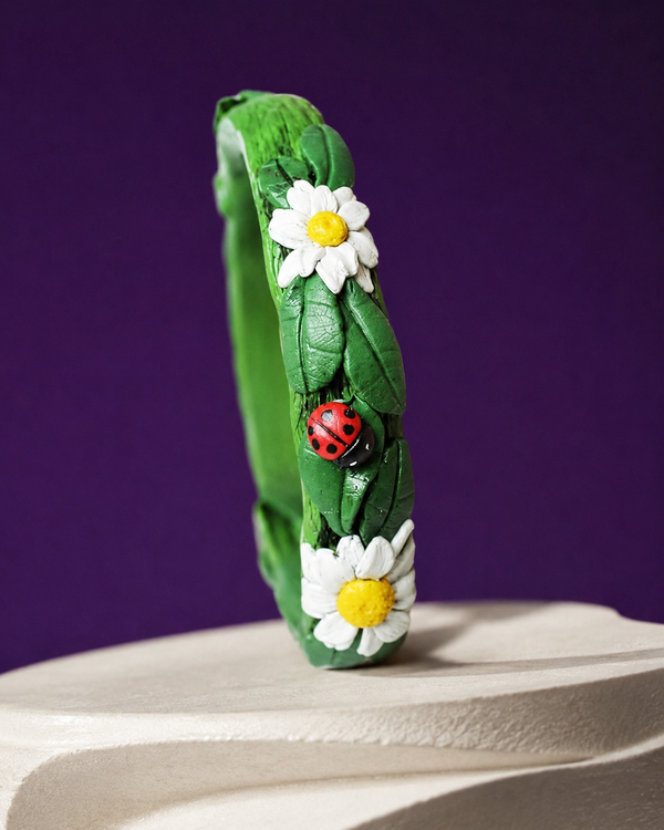 Garden Ladybug Green Floral Bangle
