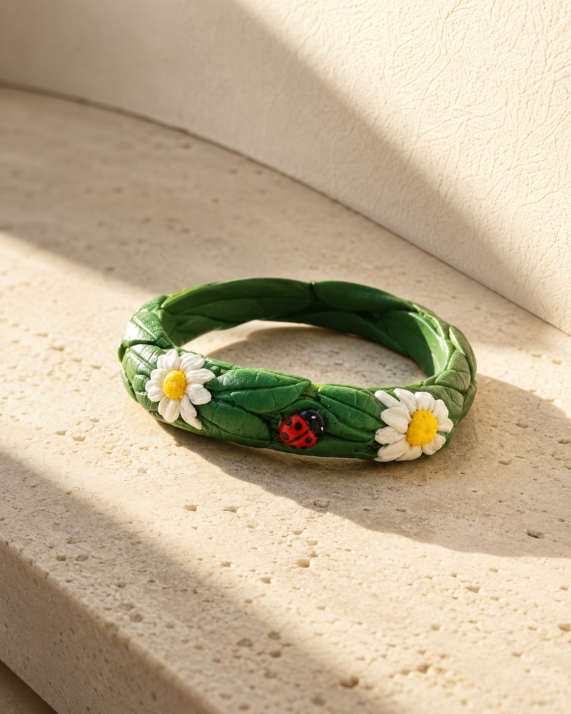 Garden Ladybug Green Floral Bangle
