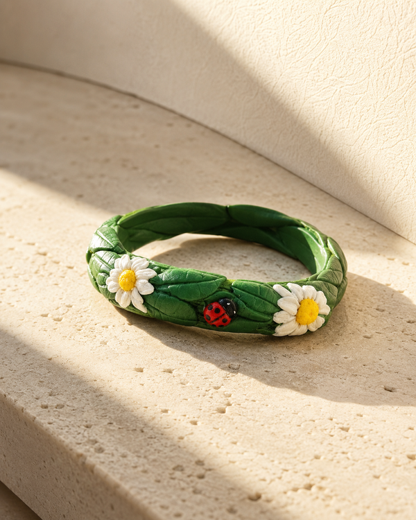 Garden Ladybug Green Floral Bangle