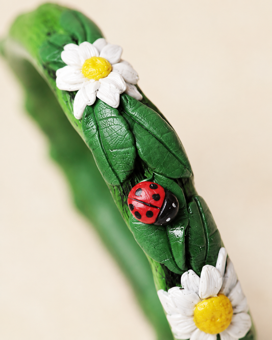 Garden Ladybug Green Floral Bangle