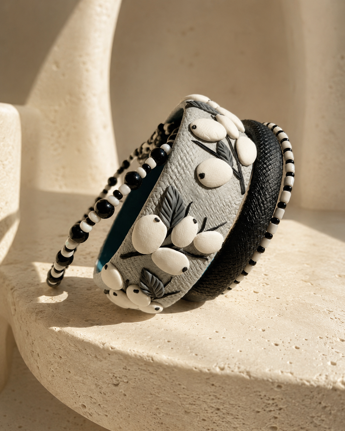 Monochrome Garden Botanical Bangle Set