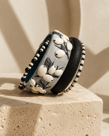 Monochrome Garden Botanical Bangle Set