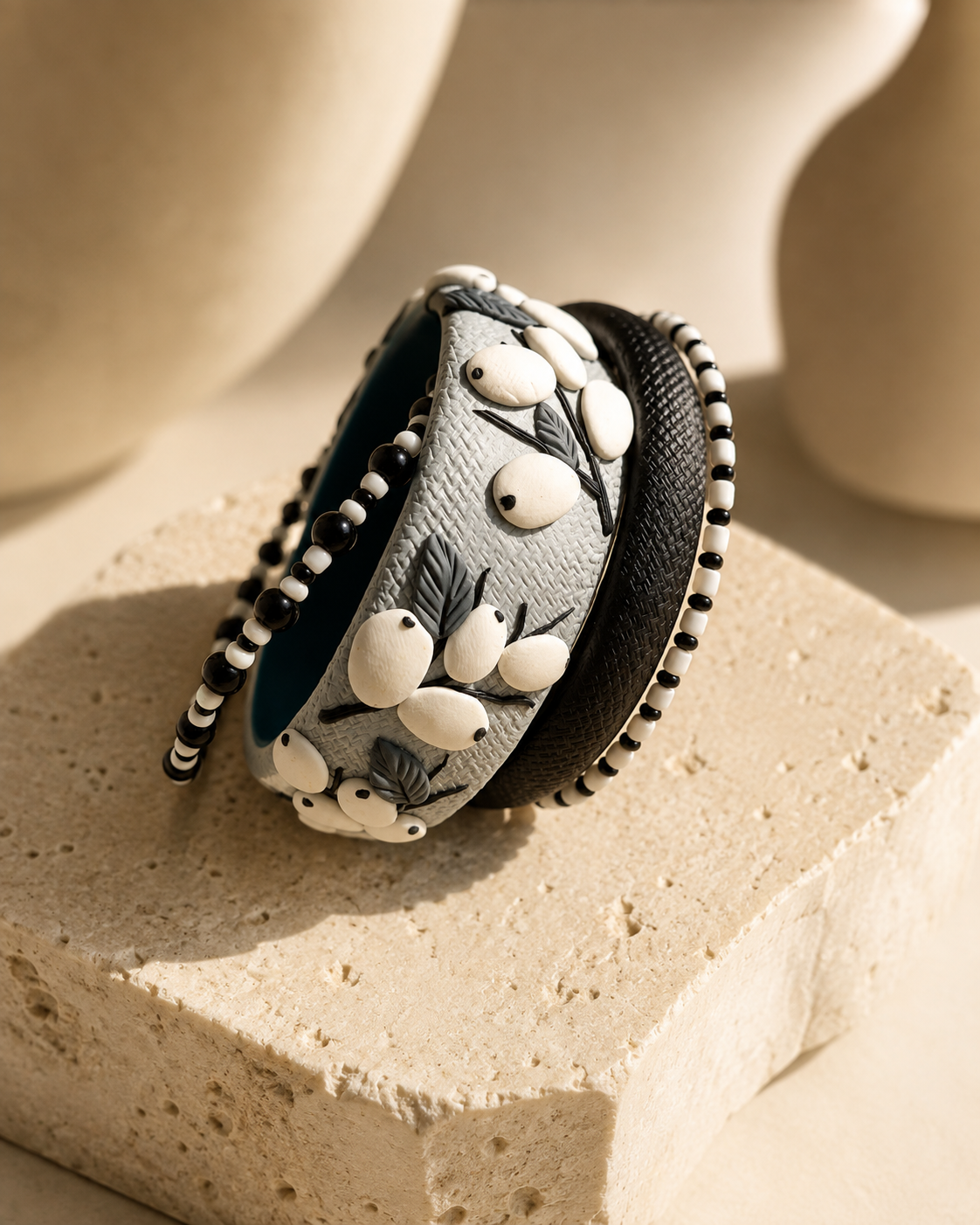 Monochrome Garden Botanical Bangle Set