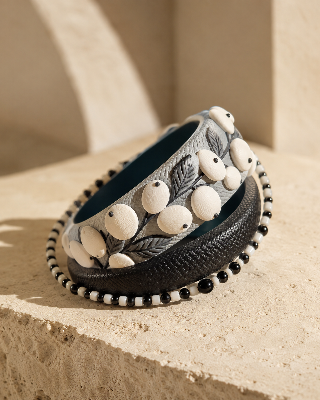 Monochrome Garden Botanical Bangle Set