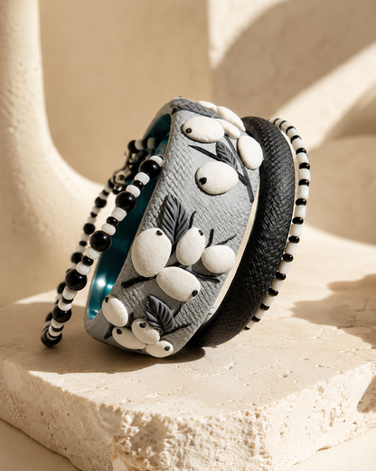 Monochrome Garden Botanical Bangle Set