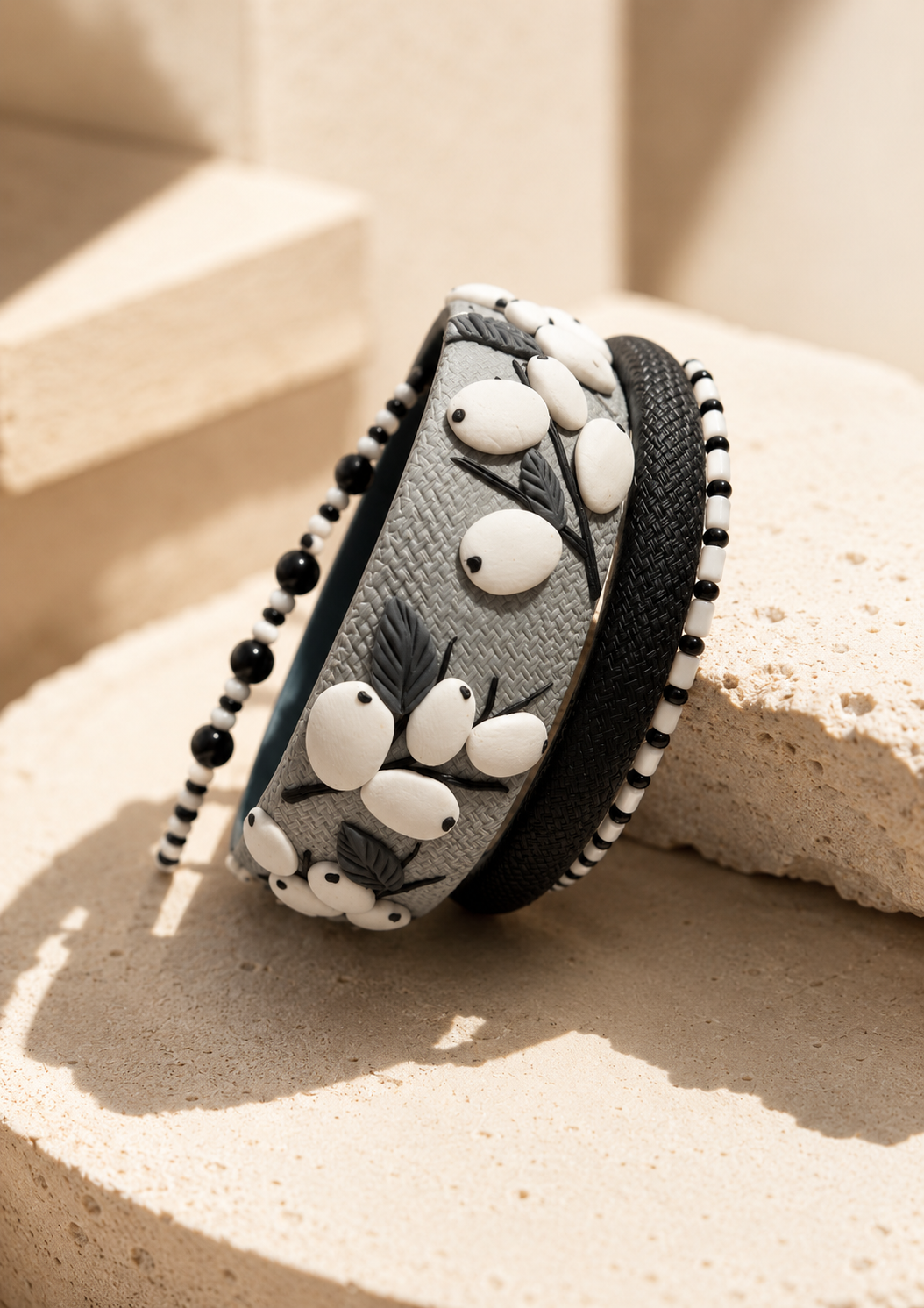 Monochrome Garden Botanical Bangle Set