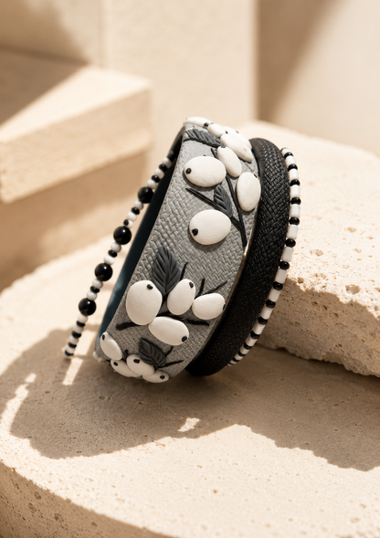 Monochrome Garden Botanical Bangle Set