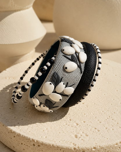 Monochrome Garden Botanical Bangle Set