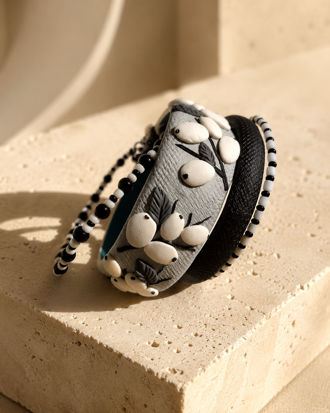 Monochrome Garden Botanical Bangle Set
