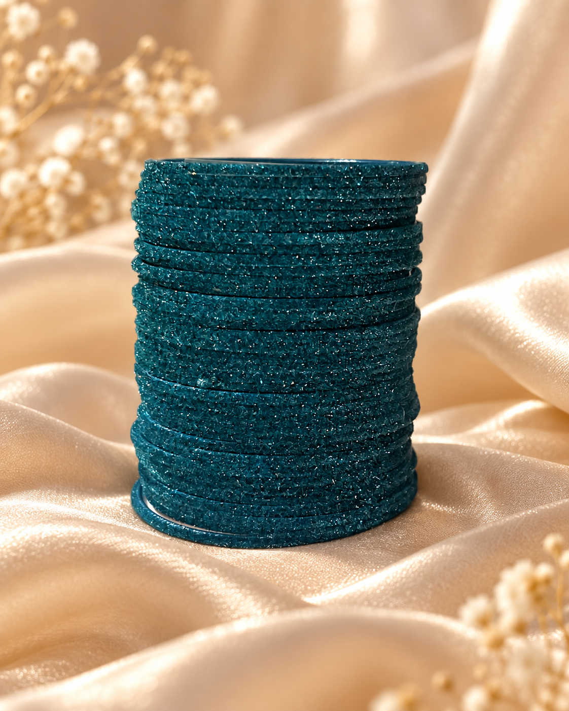 Midnight Teal Sparkle Velvet Bangles