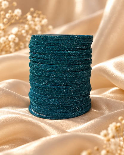 Midnight Teal Sparkle Velvet Bangles