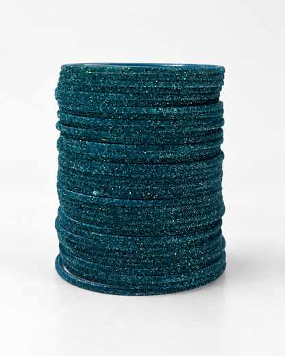 Midnight Teal Sparkle Velvet Bangles