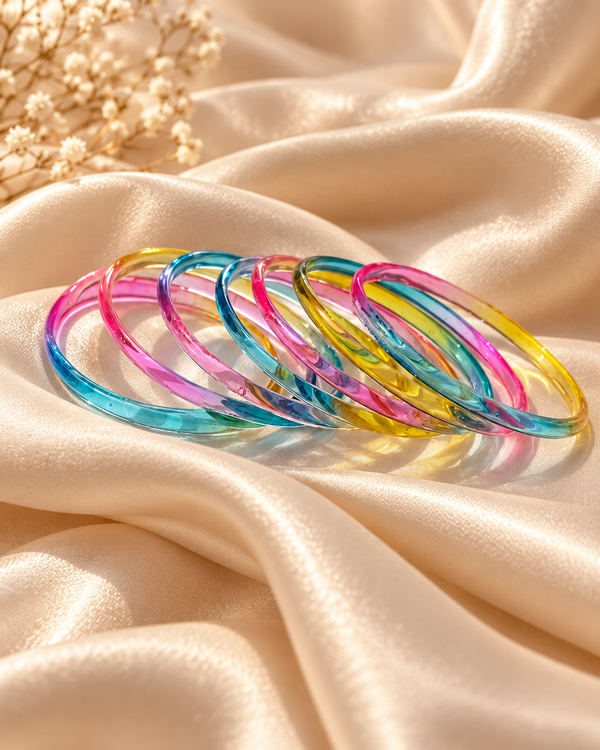 Pastel Multicolor Jelly Bangles Set | 8-Piece Colorful Bangles