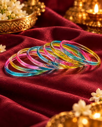 Pastel Multicolor Jelly Bangles Set | 8-Piece Colorful Bangles