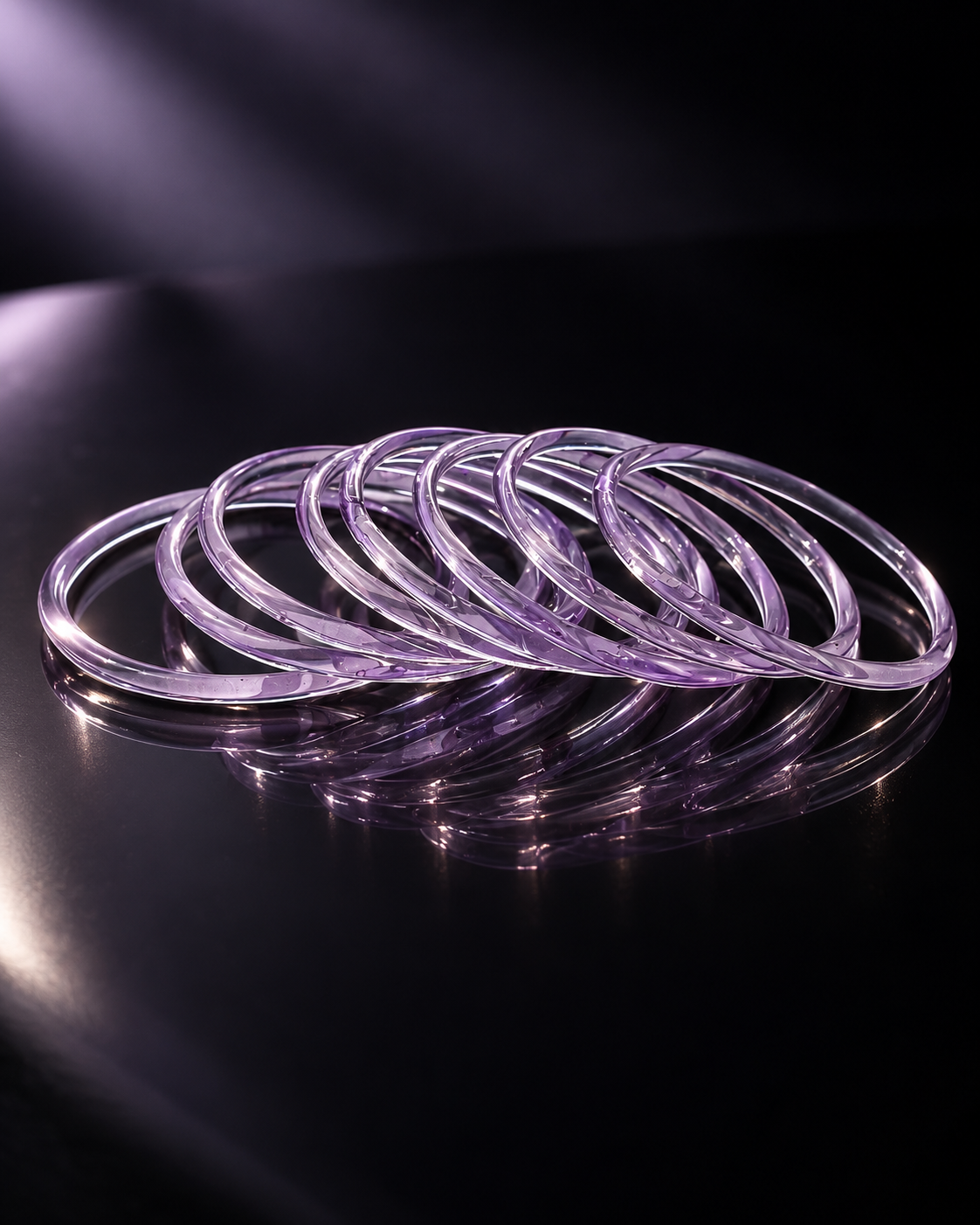 Lavender Purple Jelly Bangles Set | 8-Piece Glossy Bangles
